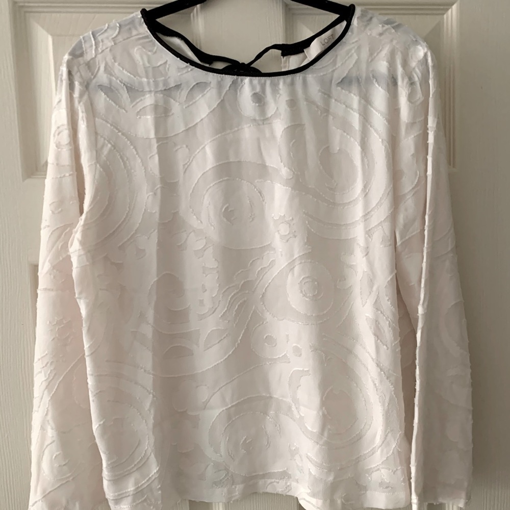 White Blouse with Black Trim